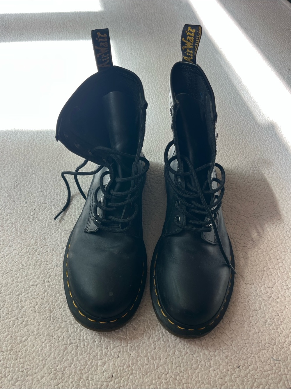 Dr. Martens Black Leather Combat Boots Classic Womens 8